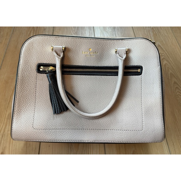 Kate Spade Handbag, Light Sand/Taupe & Black with Tassle & Crossbody Strap - Picture 1 of 6